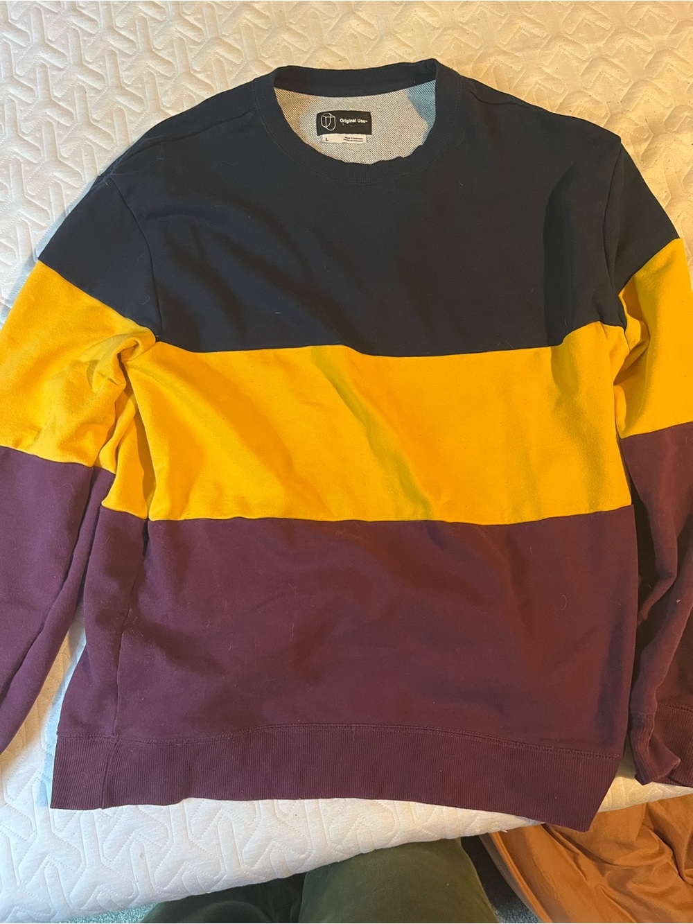 Colorblock Crewneck Sweater - Navy, Yellow & Maroon